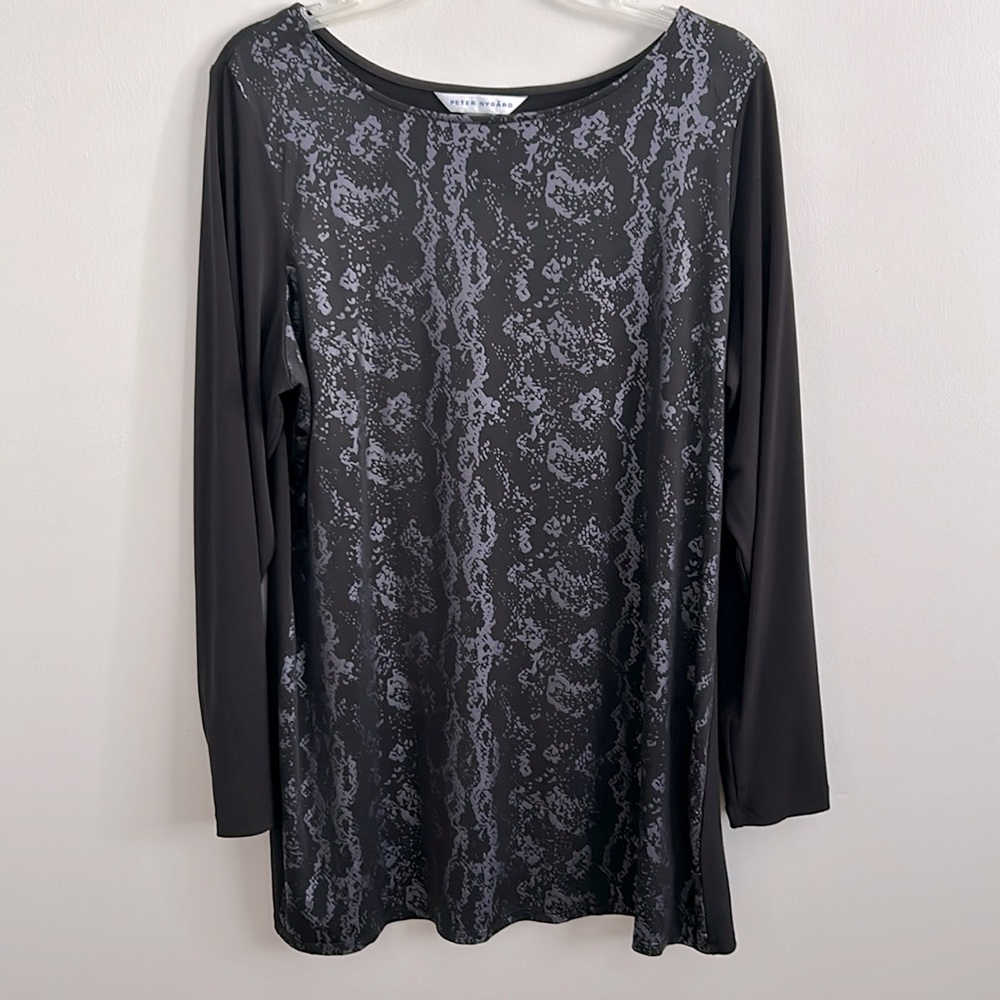 Tunic top, black & grey, size L, by Peter Nygard